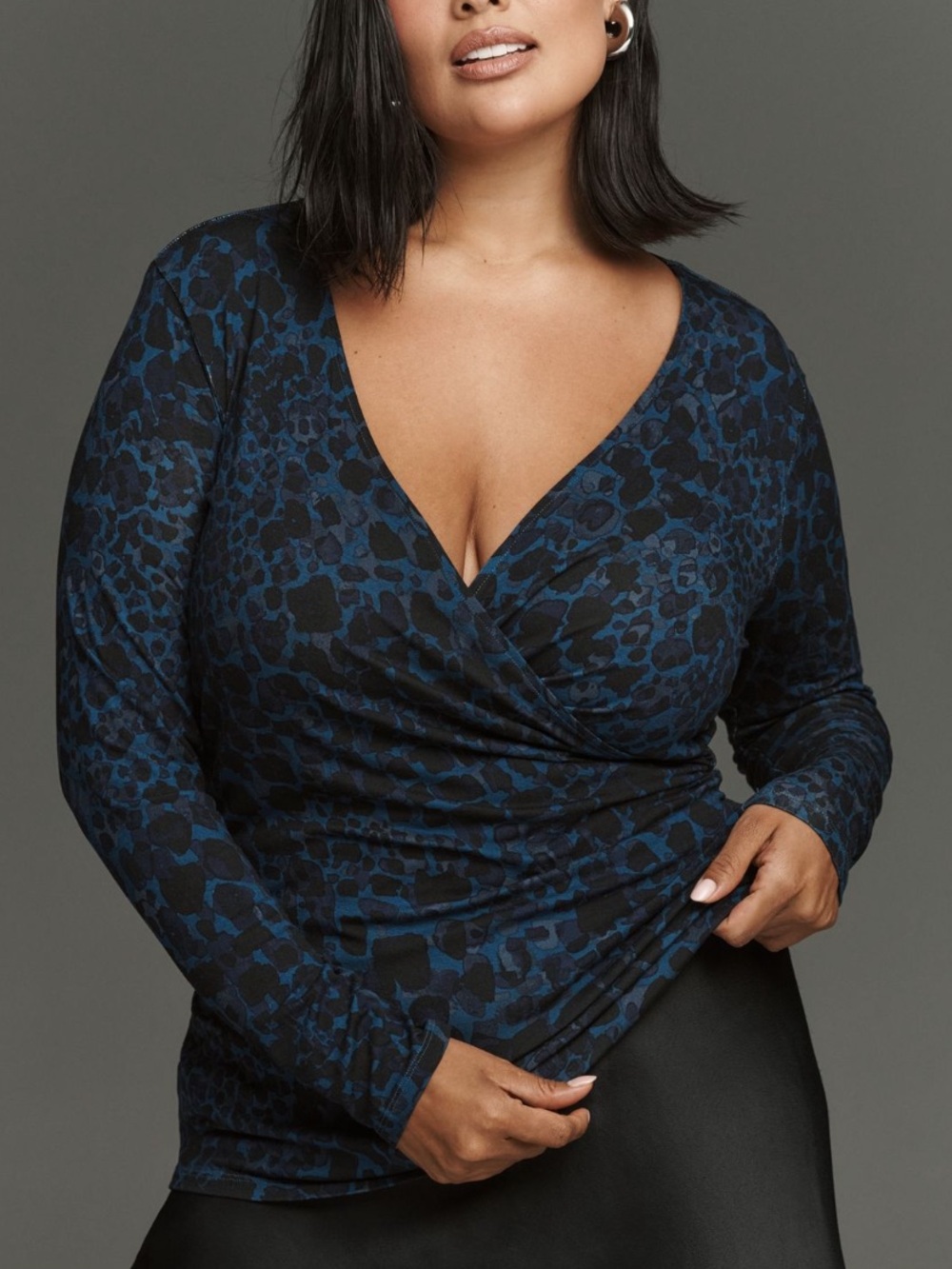 🟤NWT UNIVERSAL STANDARD at ANTHROPOLOGIE Plus Liquid Jersey Top in Dark Blue 1X